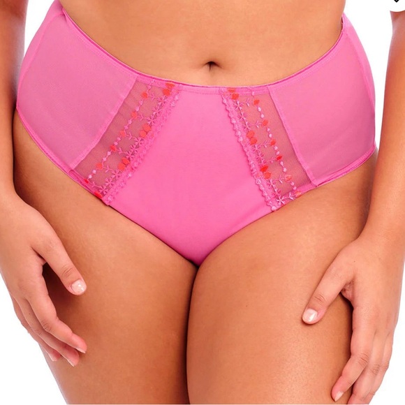 Elomi Matilda Full Sheer Embroidered Brief set of 2 Aqua and Pink Large - Picture 4 of 9